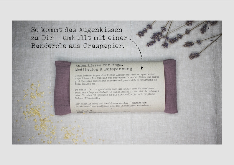 Yoga Augenkissen für Meditation Entspannung aus Musselin mit Lavendel Geschenk für Yogis Wellness Wärmekissen Kältekissen Selbstpflege Bild 10