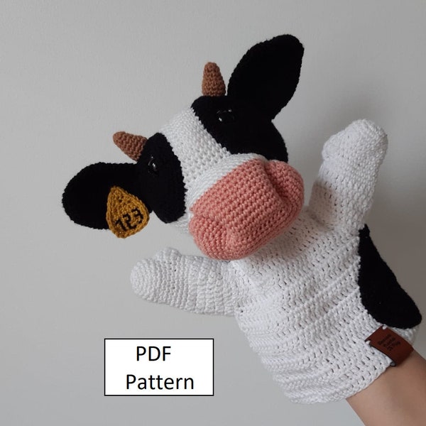 Patron au crochet, marionnette à main Candy la vache