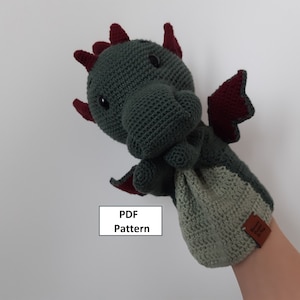 Crochet Pattern, Aarón the Dragon Hand Puppet