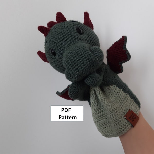 Crochet Pattern, Aarón the Dragon Hand Puppet