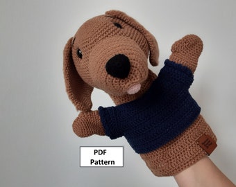 Crochet Pattern, Kira the dog Hand Puppet