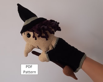 Crochet Pattern, Agatha the Witch Hand Puppet