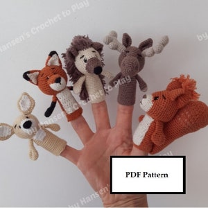 Crochet Pattern, Five Forest Animals Finger Puppets