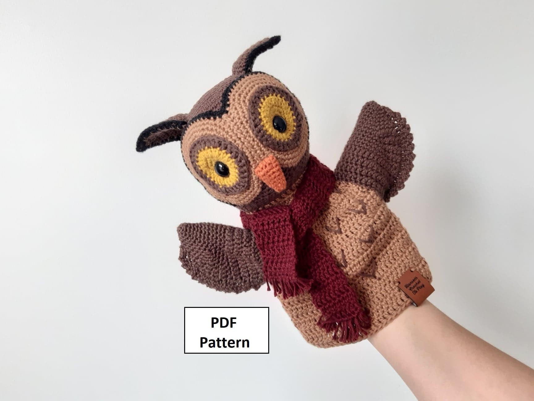 Crochet Pattern, Ismo the Owl Hand Puppet