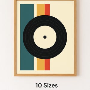 Retro Vinyl Poster Digitaldruck | Vintage Musik Wand Kunst | 70er Jahre Stil Deko | .png .eps .pdf .svg | Sofortdownload | 10 Größen