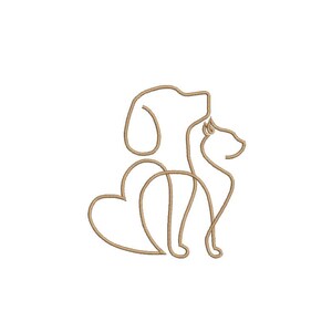 Dog and Cat Love Embroidery Design - Dogs - Cats - Machine Embroidery Design - 4 SIZES