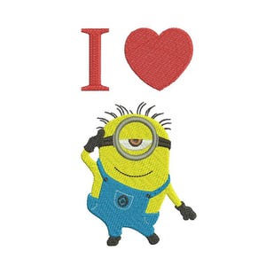 Minion Embroidery Design - I Love Minion Embroidery Design - Machine Embroidery Design - 3 SIZES
