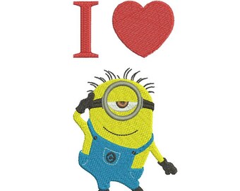 Minion Embroidery Design - Love Design - Machine Embroidery Design - 3 SIZES