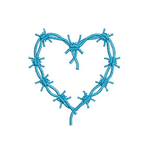 May include: A blue barbed wire heart shape.