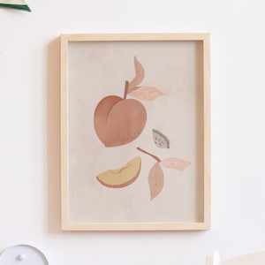 Peach Wall Art, Peach Print, Fruit Print, Boho Decor, Mid Century Modern Wall Art, Play Room Decor, Colorful Kitchen Print, Digital Print