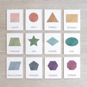 Cartes flash formes, cartes flash formes géométriques, matériaux Montessori, documents à imprimer pour l'école à la maison, école, salle de classe, préscolaire, TÉLÉCHARGEMENT NUMÉRIQUE