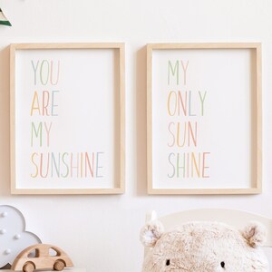 You Are My Sunshine, Set Of Two Prints, Scandi Print, Play Room Decor, Nursery Quote Print, Kids Decor, Digital Print, Gallery Wall Set
