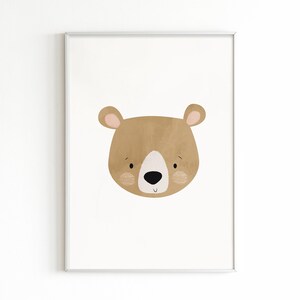 Bear Boho Nursery Printable Wall Art, Woodland Nursery, Bear Poster, Nursery Boho Decor, Scandi Nursery Print, Play Room Decor