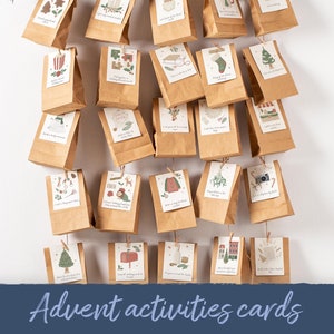 35 Cartões de atividades do calendário do advento, contagem regressiva para o Natal, cartões do advento para crianças, atividades de férias para crianças, lista de desejos de Natal PARA IMPRIMIR