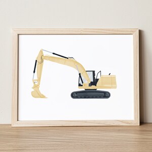 Excavator Print, Construction Vehicle Wall Art, Digger Wall Art, Construction Birthday Party, Boys Room Wall Art, Kids Room Decor, PRINTABLE
