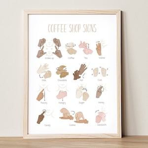 ASL Coffee Shop Poster: American Sign Language Art (Digital Download)