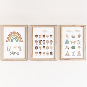 Gevoelens grafiek, kalmerende technieken, kalmerende hoek, emoties print, kalmeren Kit, speelkamer decor, Boho klas decor, Montessori, digitaal