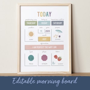 Editable Morning Board Cards & Chart, Circle Time Board, Child Daily Schedule Chart, Morning Routine, Toddler Perpetual Calendar, DIGITAL