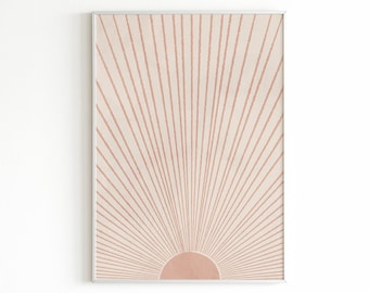 Boho Sunshine Print: Mid Century Modern Abstrakte Sonne (Digitaler Download)