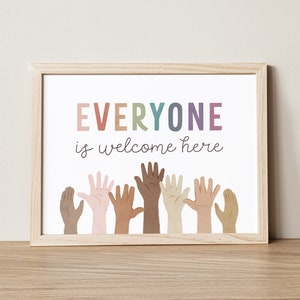 Everyone Is Welcome Here Print: Boho Classroom Decor (Digital Download)