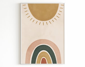 Stampa arcobaleno solare: decorazione murale boho per la cameretta dei bambini (download digitale)