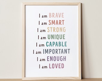 Affirmations For Kids Poster: Calming Corner Decor (Digital Download)