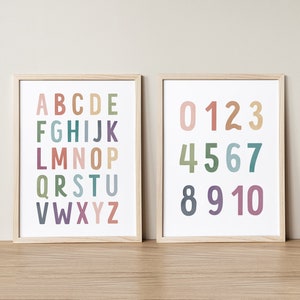 Rainbow Alphabet Numbers Poster: Educational Wall Art (Digital Download)