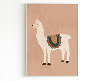 Llama Kinderzimmer Print: Boho Alpaka Wand Kunst (Digitaldruck)