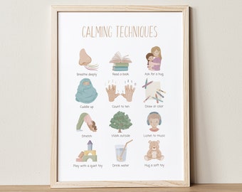 Calm Corner Print, Calming Strategies, Feelings Poster, Montessori, Kids Room Decor, Boho Classroom Decor, School Counselor DIGITAL DOWNLOAD