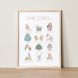 Calm Corner Print, Calming Strategies, Feelings Poster, Montessori, Kids Room Decor, Boho Classroom Decor, School Counselor DIGITAL DOWNLOAD image 1