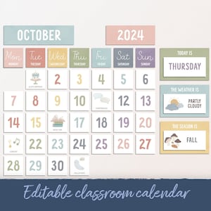 Kids Perpetual Calendar Set: Editable Classroom Bulletin Board (Digital Download)