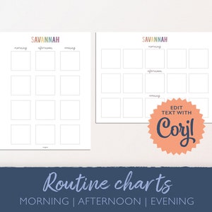 Morning Evening Routine Chart, Daily Routine Checklist, Kids Routine Chart, Printable Toddler Chart, Kids Daily Checklist, DIGITAL DOWNLOAD