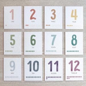 Comptez jusqu'à 20 nombres, apprentissage des nombres, cartes de comptage imprimables pour enfants, matériel Montessori, salle de classe arc-en-ciel, NUMÉRIQUE