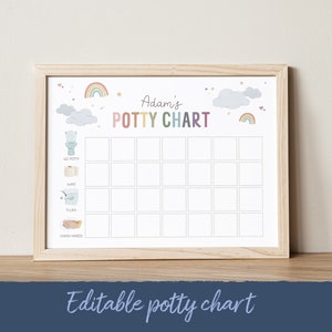 Editable Potty Chart, Potty Training Chart, Printable Toddler Reward Chart, Sticker Chart, Toilet Training, Montessori, DIGITAL DOWNLOAD