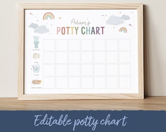 Editable Potty Chart, Potty Training Chart, Printable Toddler Reward Chart, Sticker Chart, Toilet Training, Montessori, DIGITAL DOWNLOAD