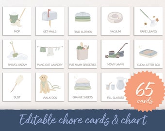 Chore Chart For Kids & Editable Chore Cards, Daily Routine Chart, Routine Cards, Montessori Responsibility Chart, Visual Schedule DIGITAL