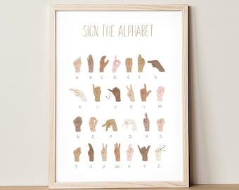 ASL Alphabet Poster: Boho Klassenzimmer Wandkunst (Digitaler Download)