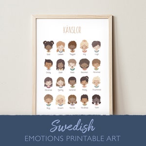 ZWEEDSE educatieve gevoelens posters voor schoolpsycholoog, Zweden poster emoties grafiek, kalmerende hoek, Montessori Boho klas decor