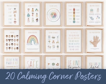 Calming Corner Poster Set: Feelings Chart, Emotions Wheel (Digital Download)