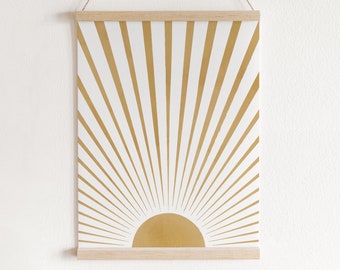 Boho Sun Art Print: Mid Century Modern Minimalist Decor (Digital Download)