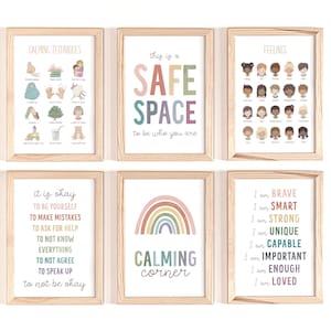 Set of 6 Calming Corner Posters, Calming Strategies, Feelings Poster, Emotions, I Am Affirmations Poster, Classroom Decor Bundle, DIGITAL