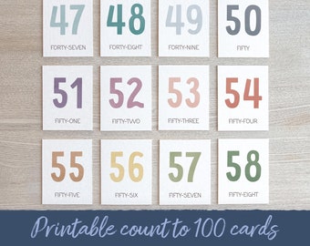 Tarjetas de números del 1 al 100: Matemáticas Montessori imprimibles (descarga digital)