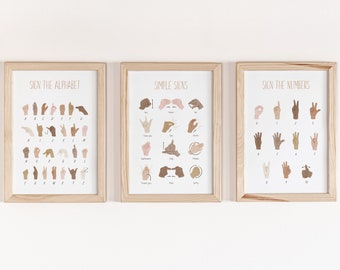 ASL Alphabet Poster Set: Boho Klassenzimmer Deko (digitaler Download)
