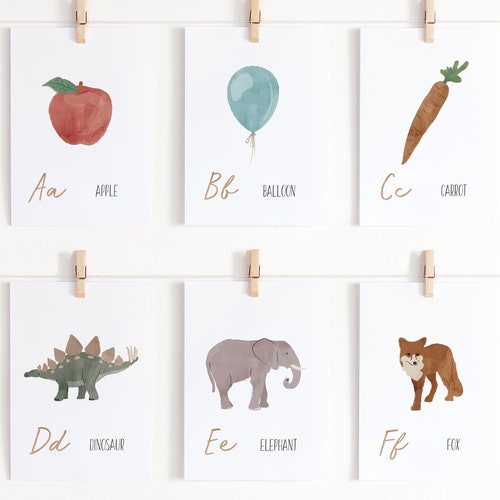 D Flashcard Letter A Is For Apple Art Print/Canvas Home Decor Wall Art Poster