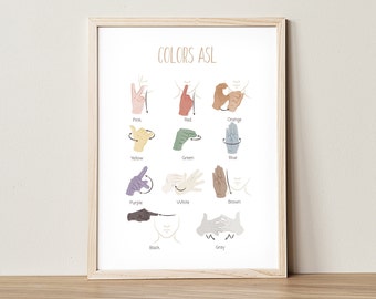 ASL Colors Poster: Playroom Wall Art (Digital Download)