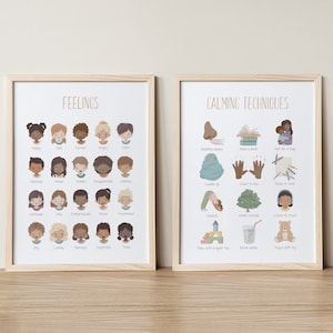 Gevoelens grafiek, kalmerende technieken, kalmerende hoek, emoties print, kalmeren Kit, speelkamer decor, Boho klas decor, Montessori, digitaal
