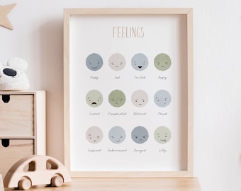 Emotions Chart Poster: Montessori Nursery Classroom Art (Digital Download)