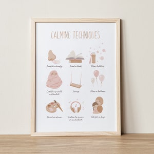 Kalmerende strategieën, gevoelens poster, educatieve posters, emoties grafiek, Montessori, gevoelens grafiek, homeschool decor, kinderkamer kunst aan de muur