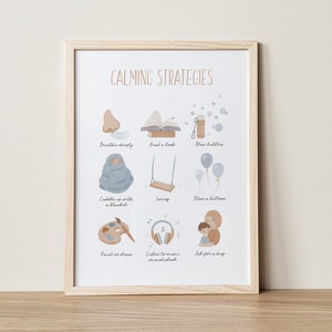 Estrategias calmantes, Cartel de sentimientos, Carteles educativos, Gráfico de emociones, Montessori, Gráfico de sentimientos, Cartel del aula, Arte de la pared de la guardería