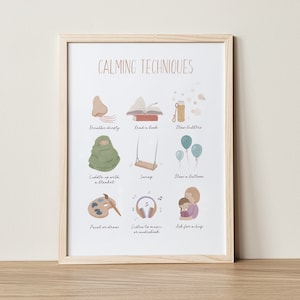 Estrategias calmantes, Cartel de sentimientos, Carteles educativos, Gráfico de emociones, Montessori, Gráfico de sentimientos, Decoración de la escuela en el hogar, Arte de la pared de la guardería